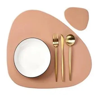 Jogo Americano Redondo em Couro Design & Casa CD pink 1set
