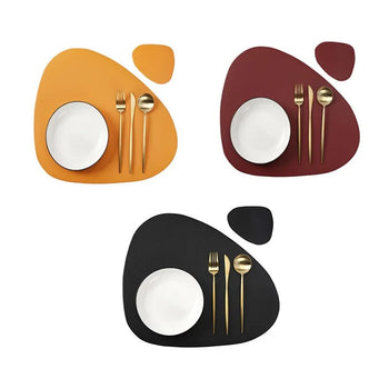Jogo Americano Redondo em Couro Design & Casa CD red 1set