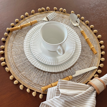 Jogo Americano Redondo Estilo Boho Chic Coleção Mesa Posta - Jogo Americano Redondo Estilo Boho Chic Design & Casa