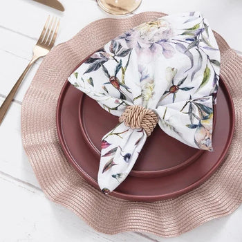 Jogo Americano Rosé com Bordas Onduladas Coleção Mesa Posta- Jogo Americano Rosé com Bordas Onduladas Design & Casa