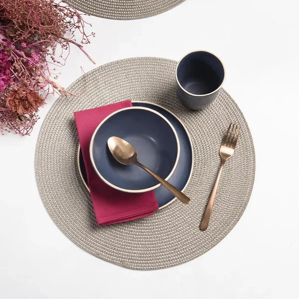 Jogo Americano Taupe Redondo Coleções Mesa Posta- Jogo Americano Taupe Redondo Design & Casa