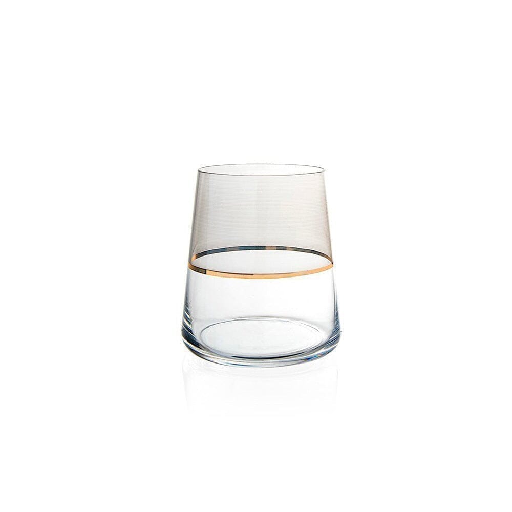 Jogo com 6 Taças Premium Duo Filetada a Ouro 430ml Coleção Mesa Posta> Taças- Taça Elegante em Vidro Filete de Ouro 430ml Design & Casa