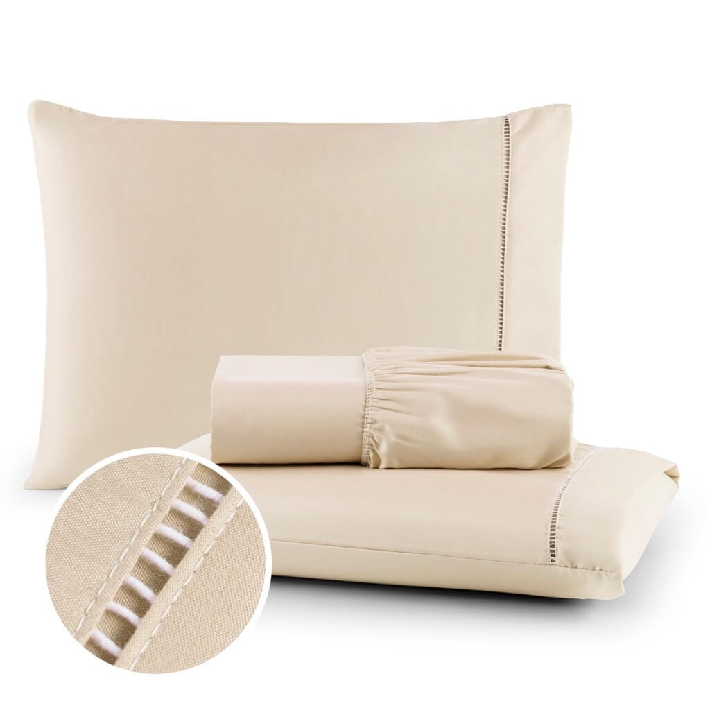 Jogo de Lençol 03 Peças 400 Fios Micropercal Ponto Palito Jogo de Lençol 03 Peças 400 Fios Micropercal Ponto Palito Design & Casa Palha Solteiro