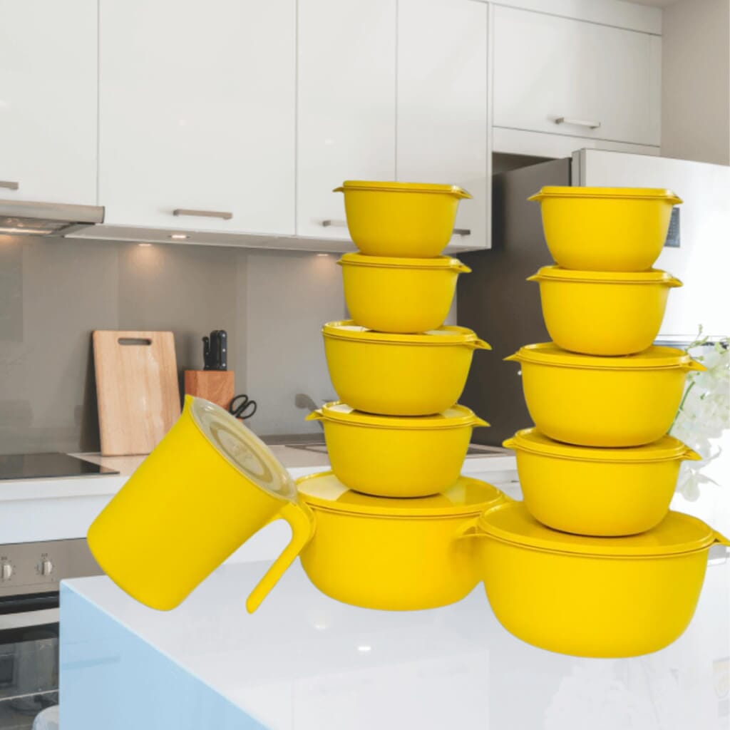 Kit 10 Potes Herméticos com Tampa e Jarra Kit 10 Potes Herméticos com Tampa e Jarra Design & Casa Amarelo