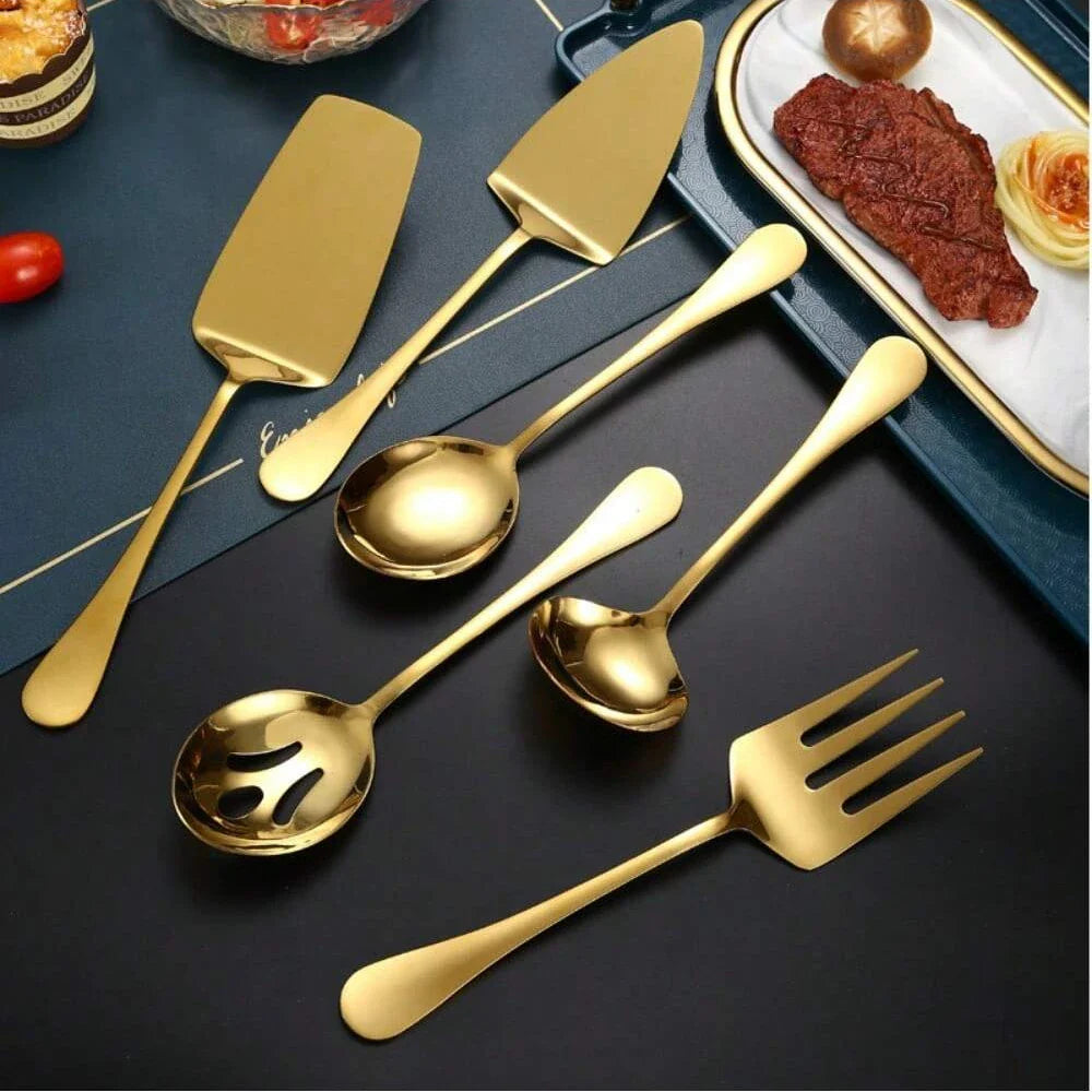 Kit 2 peças Utensílio De Cozinha De Inox Dourado Kit 2 peças Utensílio De Cozinha De Inox Dourado LightHousi A - Kit Colher
