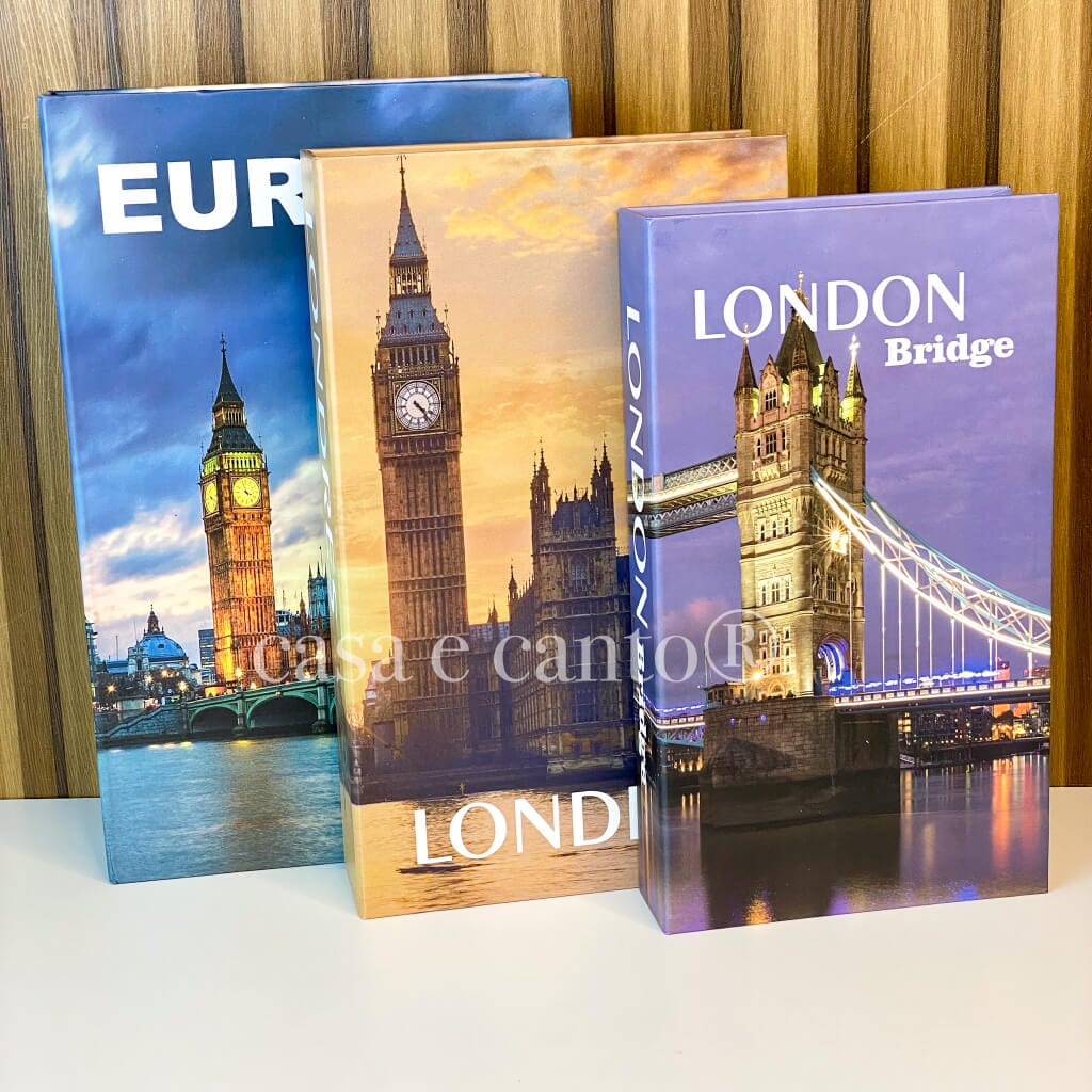 Kit 3 Livros Decorativos Porta Objetos Multiuso Kit 3 Livros Decorativos Porta Objetos Multiuso Design & Casa