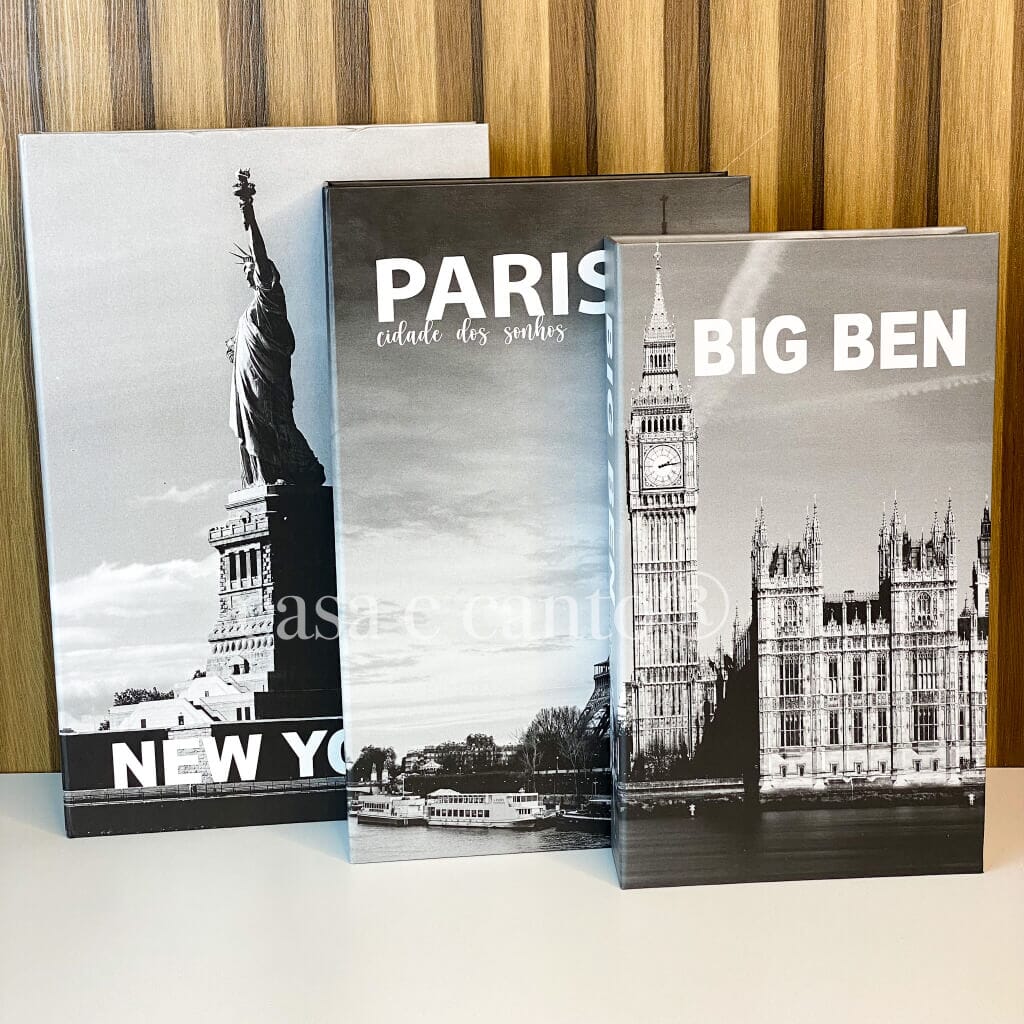 Kit 3 Livros Decorativos Porta Objetos Multiuso Kit 3 Livros Decorativos Porta Objetos Multiuso Design & Casa