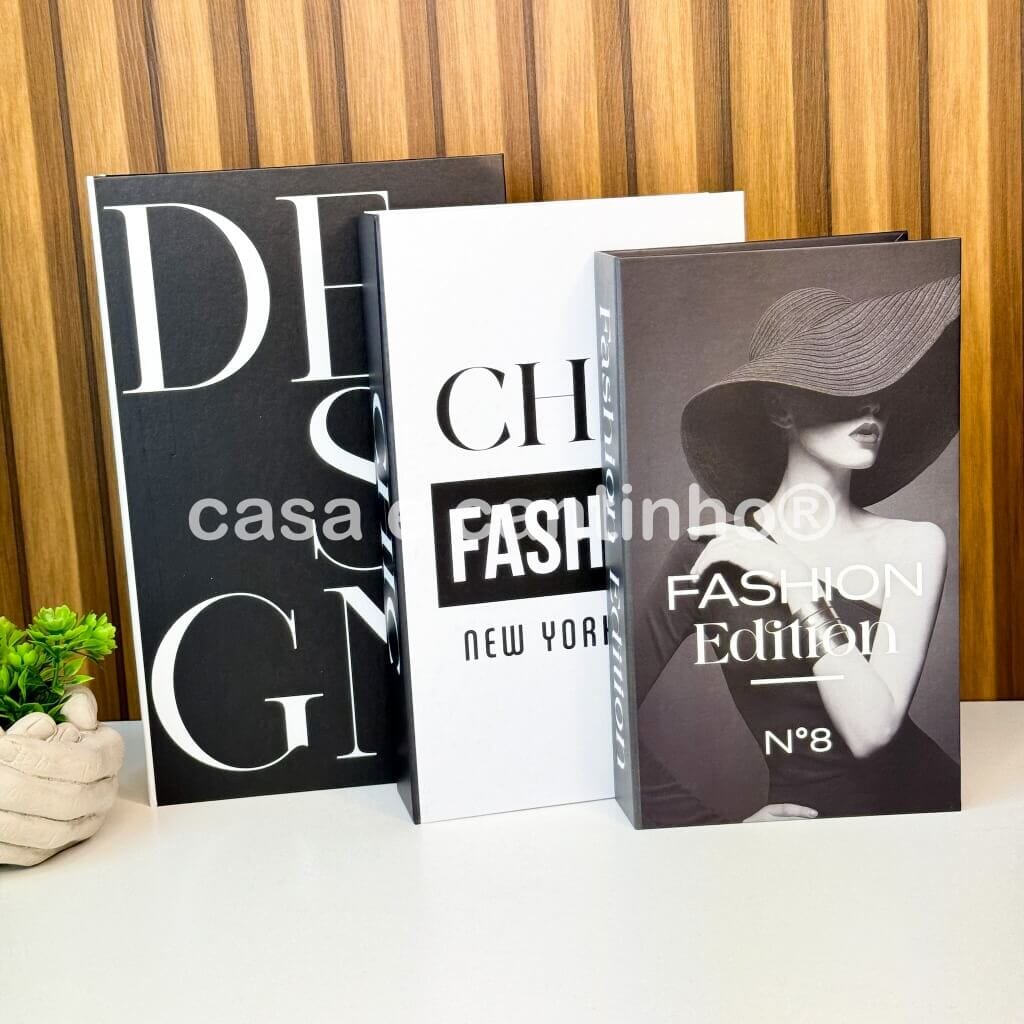 Kit 3 Livros Decorativos Porta Objetos Multiuso Kit 3 Livros Decorativos Porta Objetos Multiuso Design & Casa Design Clean