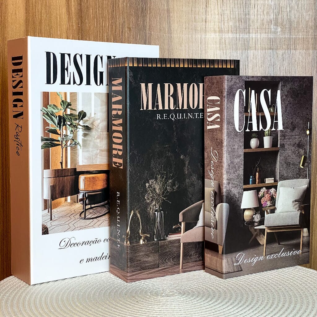Kit 3 Livros Decorativos Porta Objetos Multiuso Kit 3 Livros Decorativos Porta Objetos Multiuso Design & Casa Design Rústico