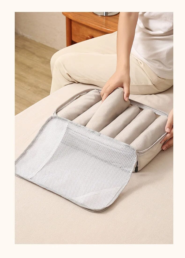 Kit 3 Organizadores de Mala Compressível com Tecido Respirável Coleção Organizadores para Viagem- Kit 3 Organizadores de Mala em Design Compressível para Viagem Tecido Respirável Design & Casa