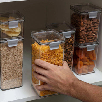 Kit 4 Potes Herméticos Multi com Trava Elegante | Leve 4, Pague 3 Coleção Pote Hermético- Kit 4 Potes Herméticos Multi com Trava Elegante | Leve 4, Pague 3 Design & Casa
