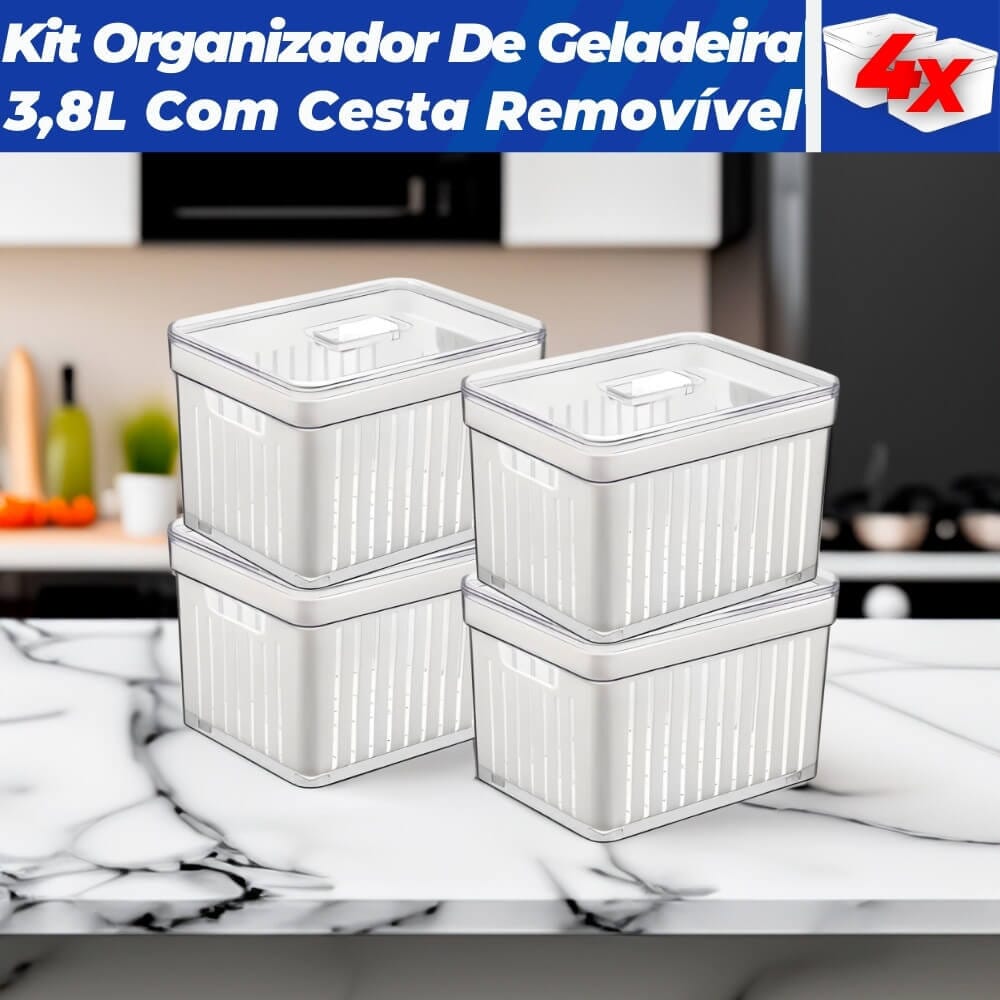 Kit 4 Potes para Mantimentos com Tampa 3,8 Litros Kit 4 Potes para Mantimentos com Tampa 3,8 Litros Design & Casa Kit 4 Potes