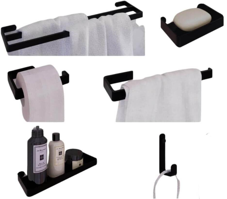 Kit Acessórios Para Banheiro 6 Peças Kit Acessórios Para Banheiro 6 Peças Design & Casa Preto