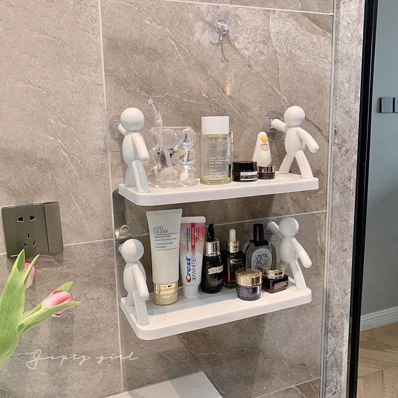 Kit com 2 Prateleiras Brancas com Fixação Adesiva Kit com 2 Prateleiras Brancas com Fixação Adesiva Design & Casa