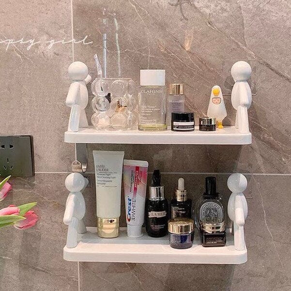 Kit com 2 Prateleiras Brancas com Fixação Adesiva Kit com 2 Prateleiras Brancas com Fixação Adesiva Design & Casa