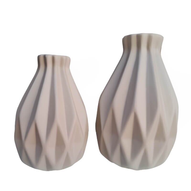 Kit com 2 Vasos Decorativos de Cerâmica Pintado a Mão Kit com 2 Vasos Decorativos de Cerâmica Pintado a Mão Design & Casa Off White Fosco