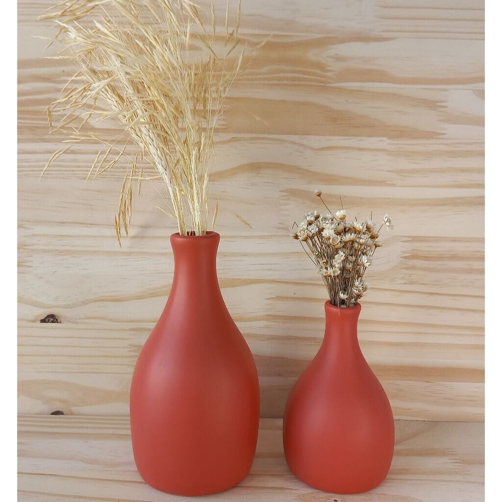 Kit com 2 Vasos Decorativos em Cerâmica Kit com 2 Vasos Decorativos em Cerâmica Design & Casa Ferrugem