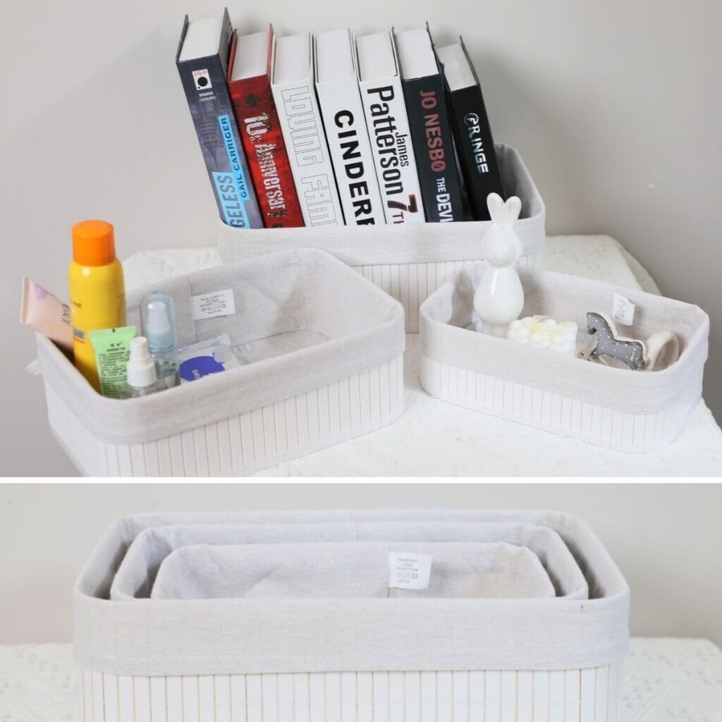 Kit Com 3 Cestos Organizadores De Bambu Kit Com 3 Cestos Organizadores De Bambu Design & Casa