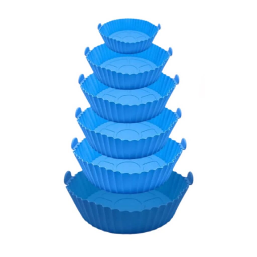 Kit com 6 Forma De Silicone Para Airfryer Antiaderente Kit com 6 Forma De Silicone Para Airfryer Antiaderente Design & Casa Azul