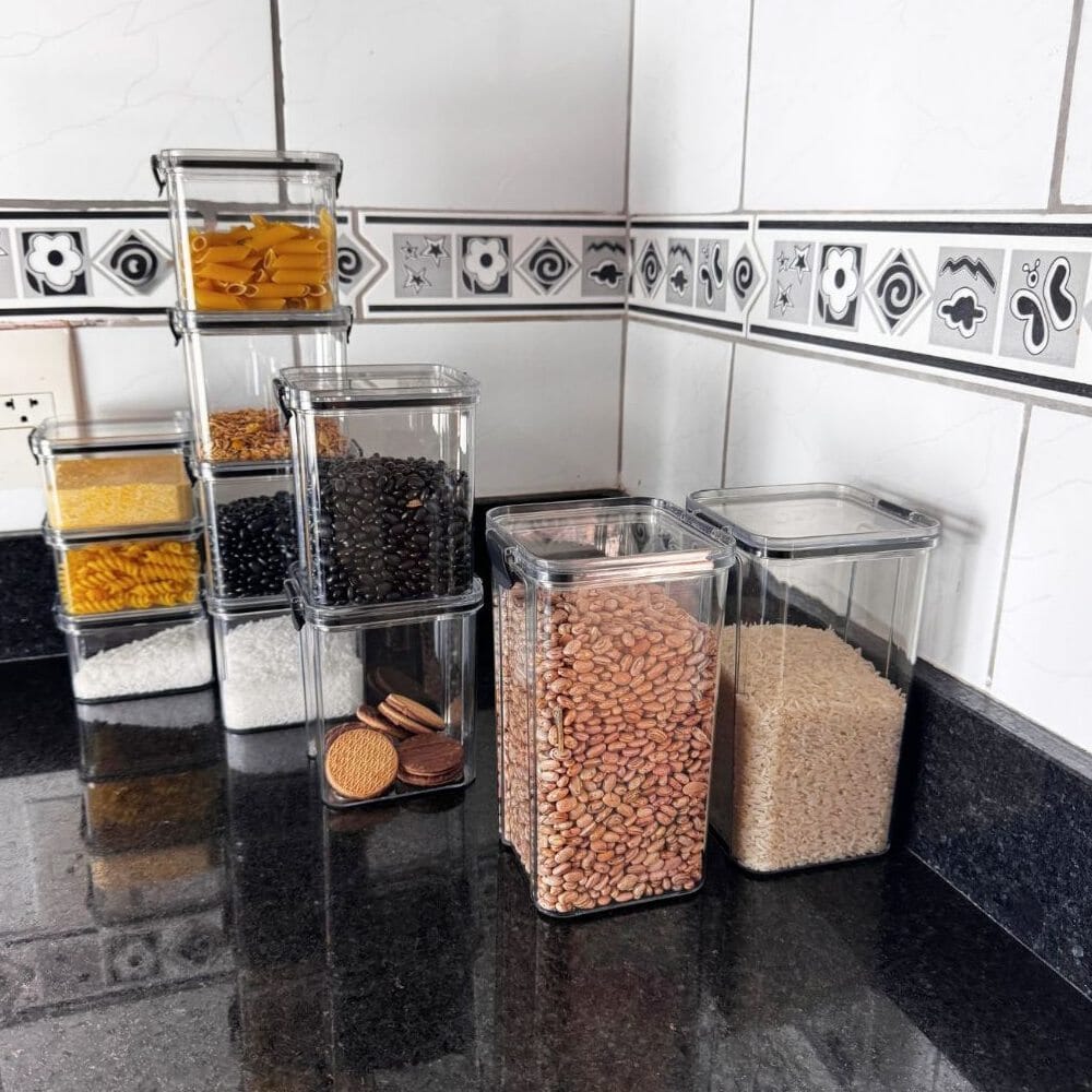 Kit de Potes Herméticos com Tampa Empilhável Kit de Potes Herméticos com Tampa Empilháveis Design & Casa