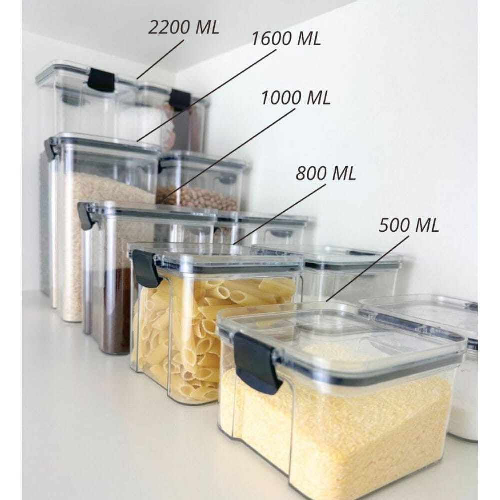 Kit de Potes Herméticos com Tampa Empilhável Kit de Potes Herméticos com Tampa Empilháveis Design & Casa