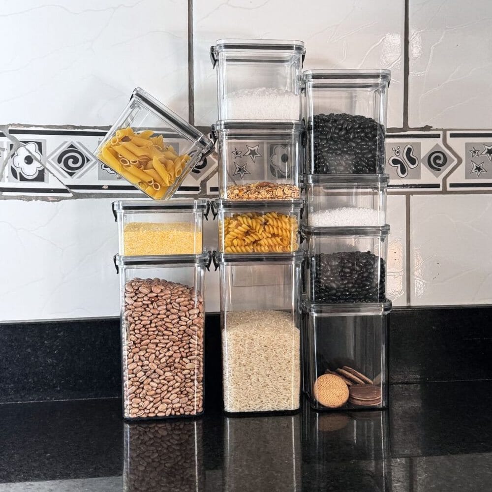 Kit de Potes Herméticos com Tampa Empilhável Kit de Potes Herméticos com Tampa Empilháveis Design & Casa