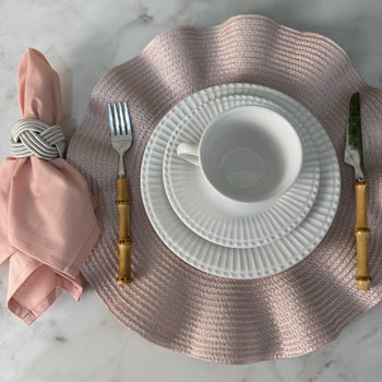 Kit Elegance Mesa Posta 4 Lugares | Jogo Americano + Anel + Guardanapo Tecido Design & Casa