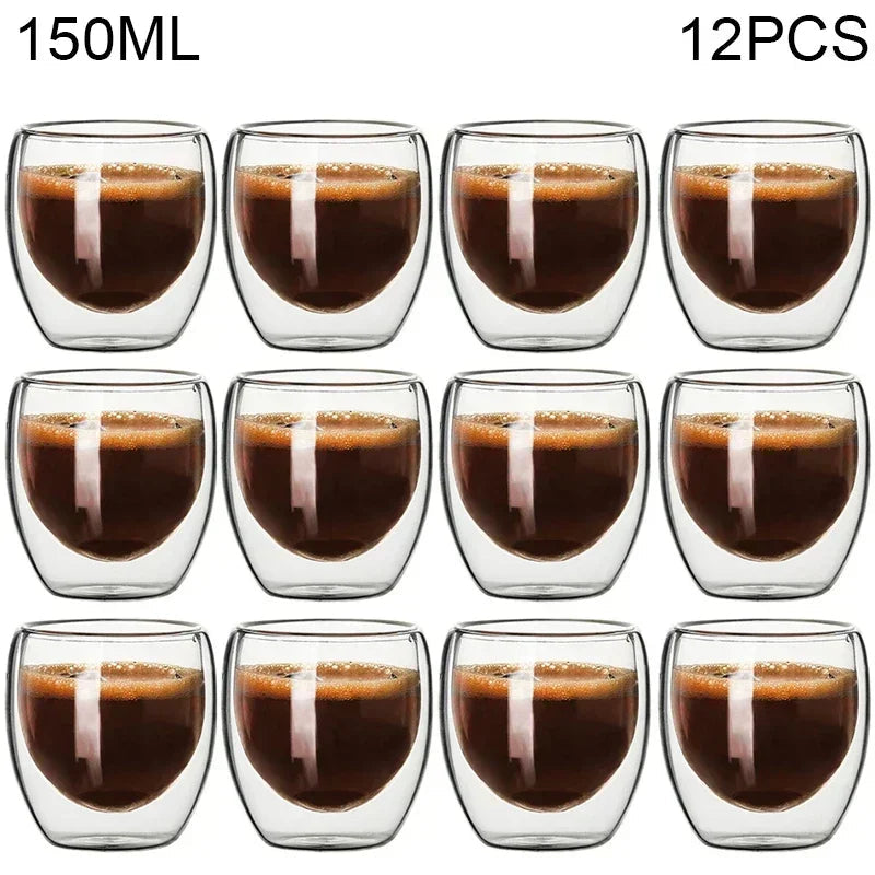 Kit Mini Copos e Xícaras de Vidro Parede Dupla Kit Mini Copos e Xícaras de Vidro Parede Dupla LightHousi Copo 150ml 12uni.