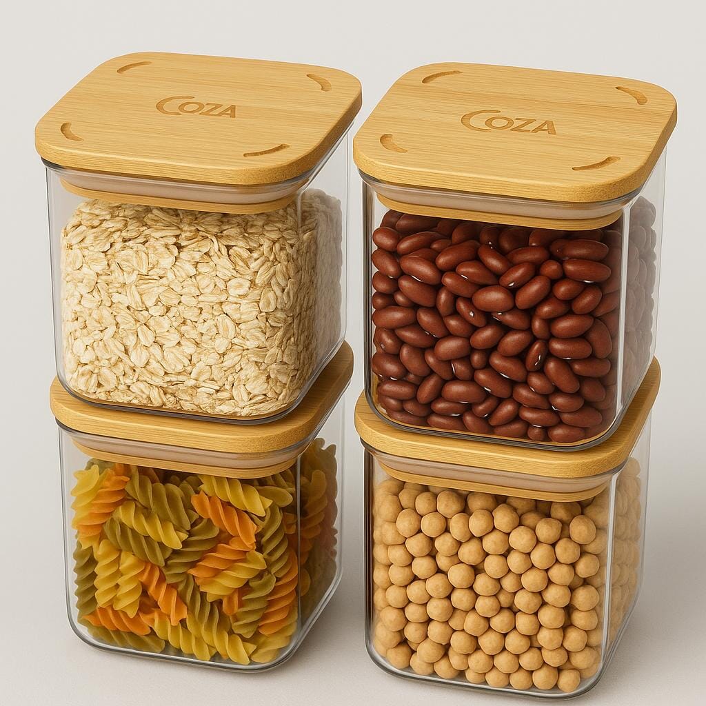 Kit Pote Hermético Bambu 580ml | Leve 4, Pague 3 Coleção Pote Hermético- Kit Pote Hermético Bambu 580ml | Leve 4, Pague 3 Design & Casa