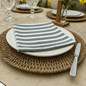 Kit Rústico Mesa Posta + Trilho de Mesa | Leve 4 Lugares, Pague somente 3 Jogo Americano Redondo 6 Peças Verde Design & Casa