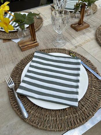 Kit Rústico Mesa Posta + Trilho de Mesa | Leve 4 Lugares, Pague somente 3 Jogo Americano Redondo 6 Peças Verde Design & Casa