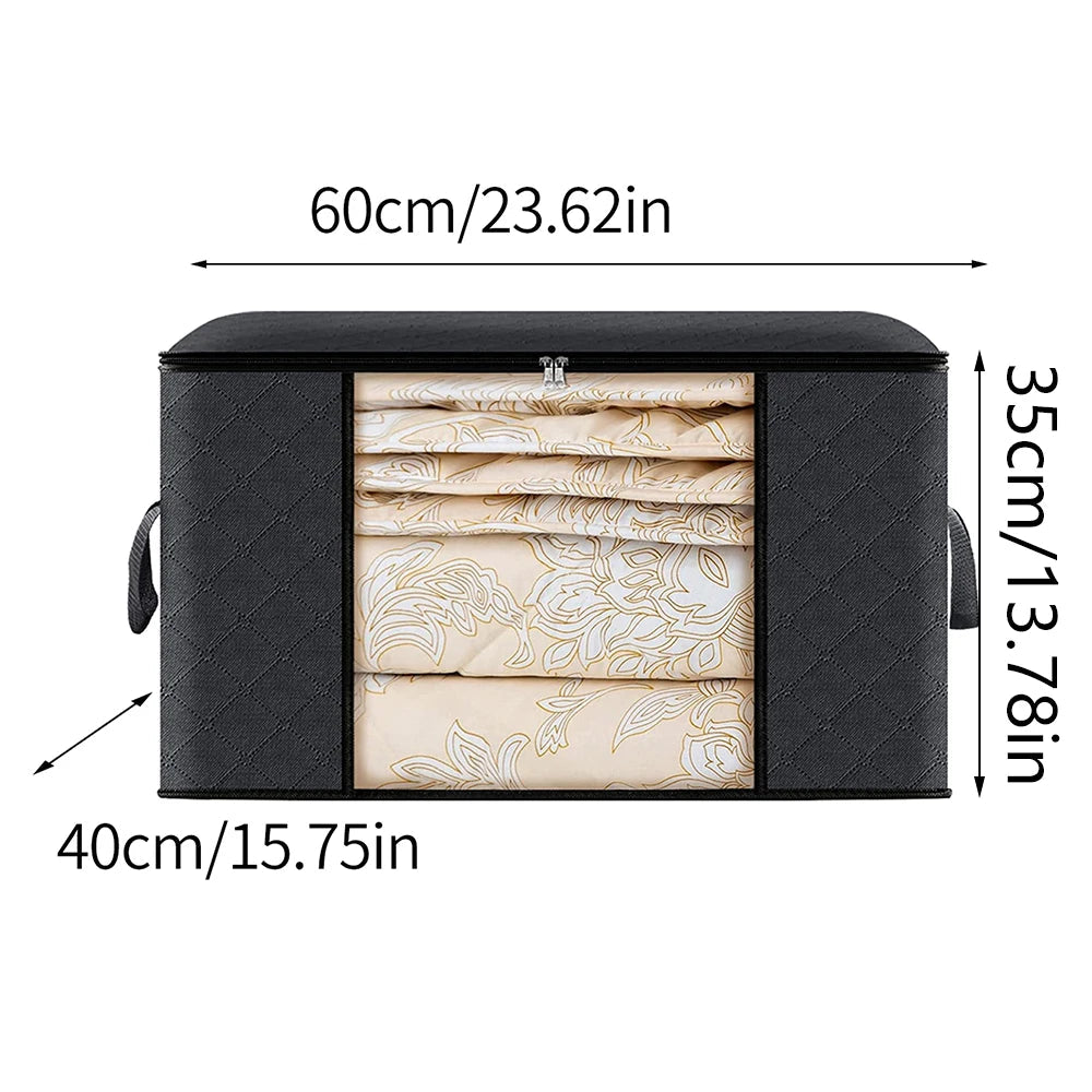 Large Capacity Clothes Storage Bag Foldable Blanket Storage Containers for Organizing Bedroom Closet Design & Casa Black 1PC 60x45x35cm