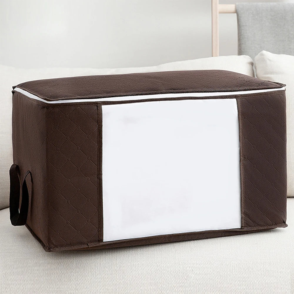 Large Capacity Clothes Storage Bag Foldable Blanket Storage Containers for Organizing Bedroom Closet Design & Casa Coffee 1PC 60x45x35cm