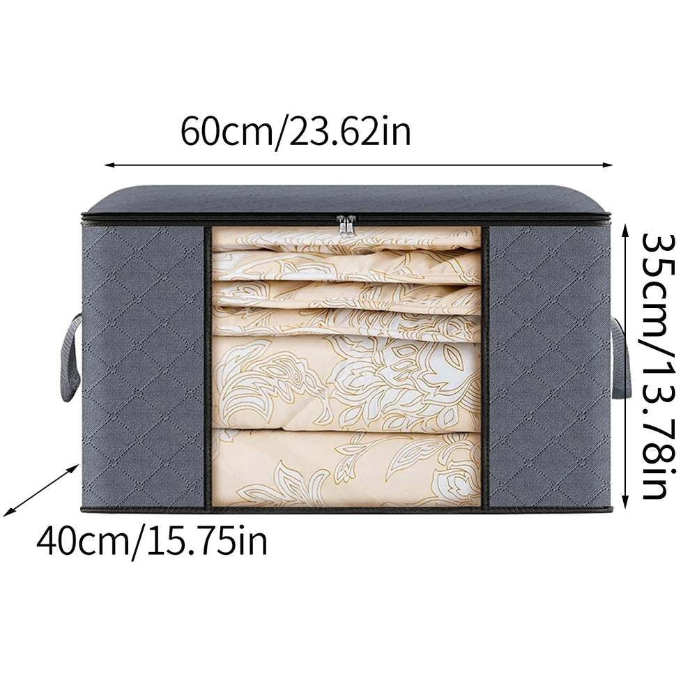 Large Capacity Clothes Storage Bag Foldable Blanket Storage Containers for Organizing Bedroom Closet Design & Casa Grey 1PC 60x45x35cm