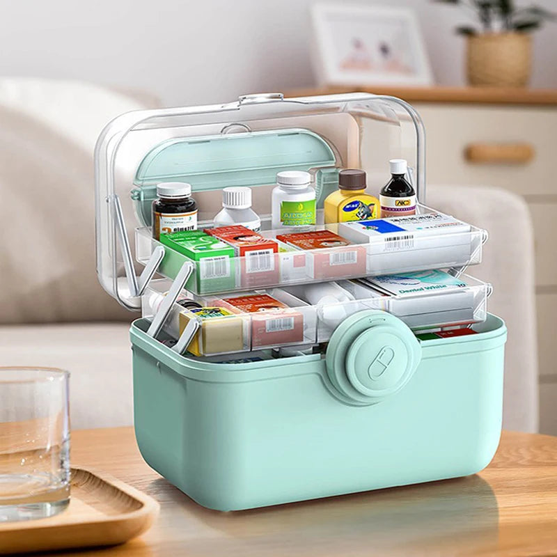 Large Capacity Family Medicine Organizer Box Portable First Aid Kit Medicine Storage Boxes Organizers Plastic Organizing Home Design & Casa