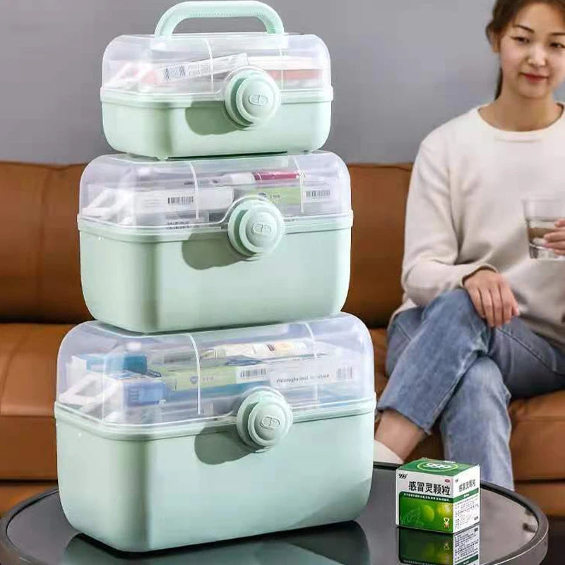 Large Capacity Family Medicine Organizer Box Portable First Aid Kit Medicine Storage Boxes Organizers Plastic Organizing Home Design & Casa