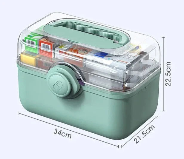Large Capacity Family Medicine Organizer Box Portable First Aid Kit Medicine Storage Boxes Organizers Plastic Organizing Home Design & Casa Green-L