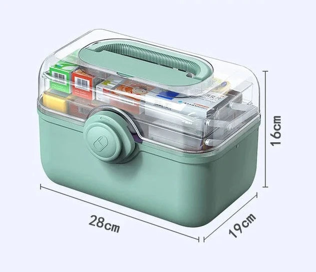 Large Capacity Family Medicine Organizer Box Portable First Aid Kit Medicine Storage Boxes Organizers Plastic Organizing Home Design & Casa Green-M