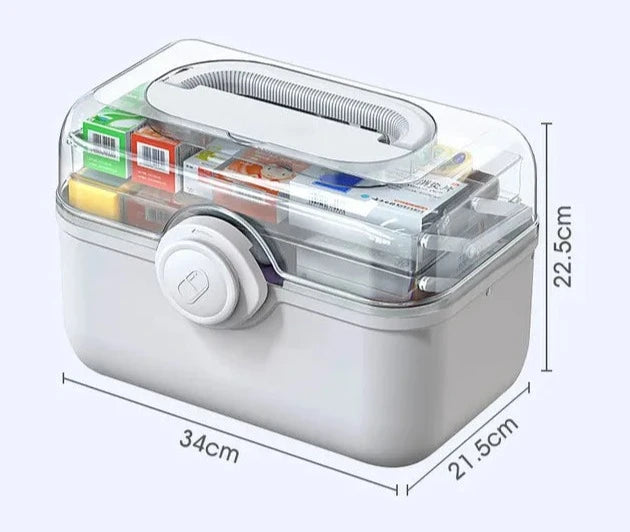 Large Capacity Family Medicine Organizer Box Portable First Aid Kit Medicine Storage Boxes Organizers Plastic Organizing Home Design & Casa White-L