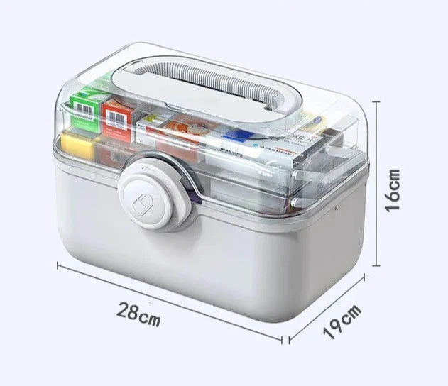 Large Capacity Family Medicine Organizer Box Portable First Aid Kit Medicine Storage Boxes Organizers Plastic Organizing Home Design & Casa White-M