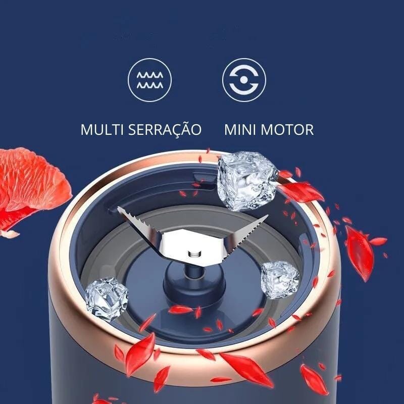 Liquidificador Portátil Pequeno Azul - 300ml Liquidificador Portátil Pequeno Azul - 300ml Design & Casa