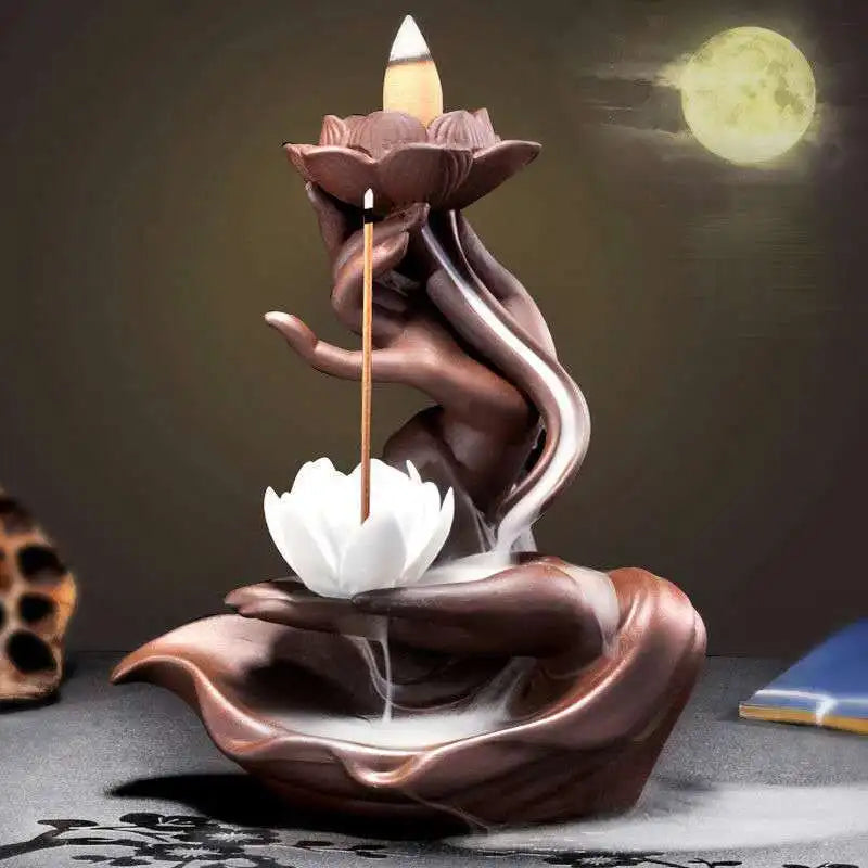 Lotus Reflux Incense Stove Base - Bergamot Incense Stove Decoration - Bedroom Accessories Room Decoration Home Accessories Design & Casa White flower