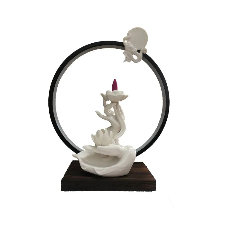 Lotus Reflux Incense Stove Base - Bergamot Incense Stove Decoration - Bedroom Accessories Room Decoration Home Accessories Design & Casa White Lotus LED