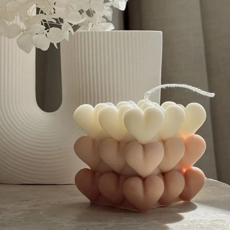 Love Cube Silicone Mold for Handmade Candle Plaster Soap Epoxy Resin Chocolate Decoration Gypsum Ice DIY Baking Mould Design & Casa