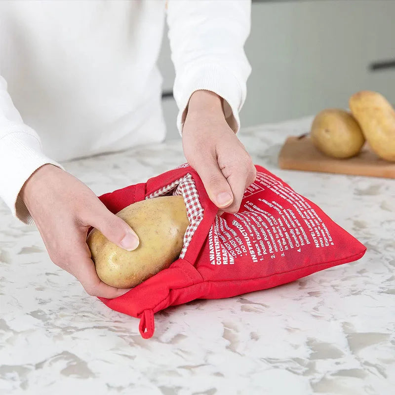 Microwave Potato Bag Reusable Express Microwave Potato Cooker Bag Baked Potato Cooker Perfect Potatoes 4 Minutes Red Baked Pouch Design & Casa
