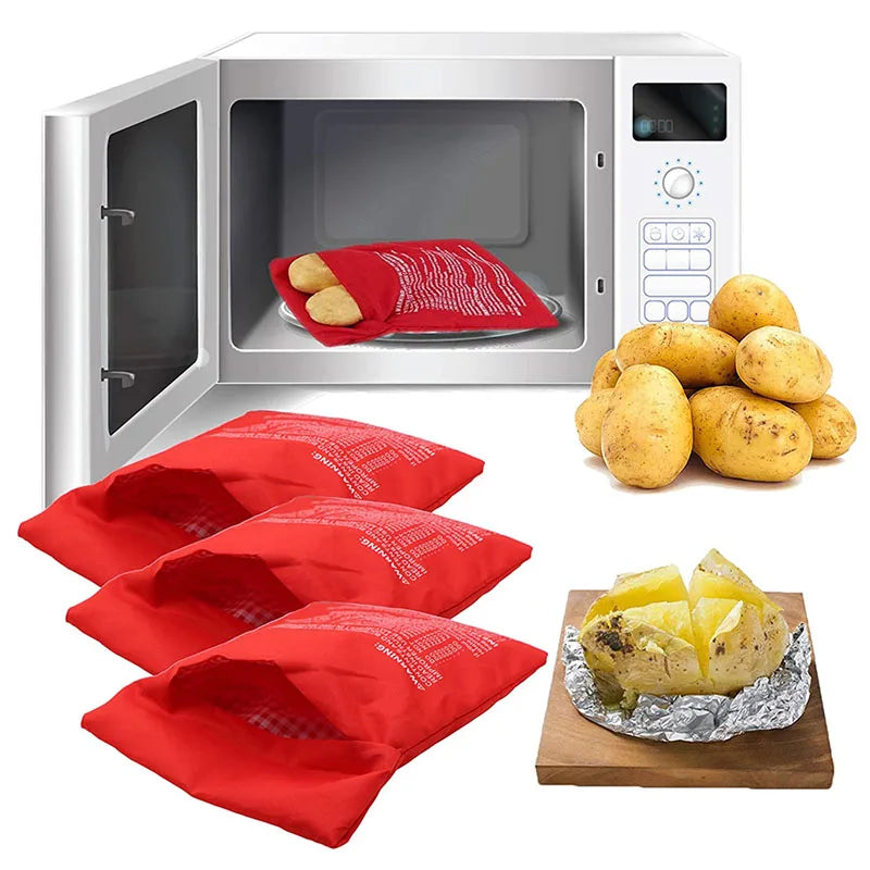 Microwave Potato Bag Reusable Express Microwave Potato Cooker Bag Baked Potato Cooker Perfect Potatoes 4 Minutes Red Baked Pouch Design & Casa