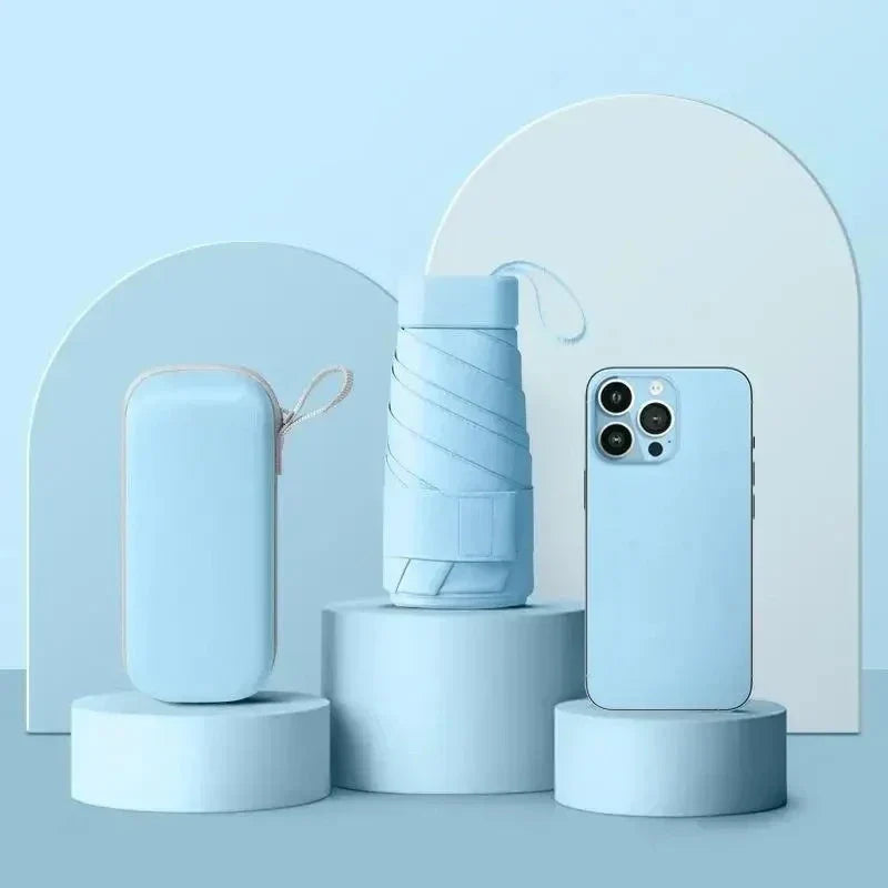 Mini Guarda Chuva Com Estojo Multicolorido Mini Guarda Chuva Com Estojo Multicolorido LightHousi Azul