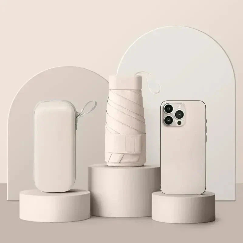 Mini Guarda Chuva Com Estojo Multicolorido Mini Guarda Chuva Com Estojo Multicolorido LightHousi Bege