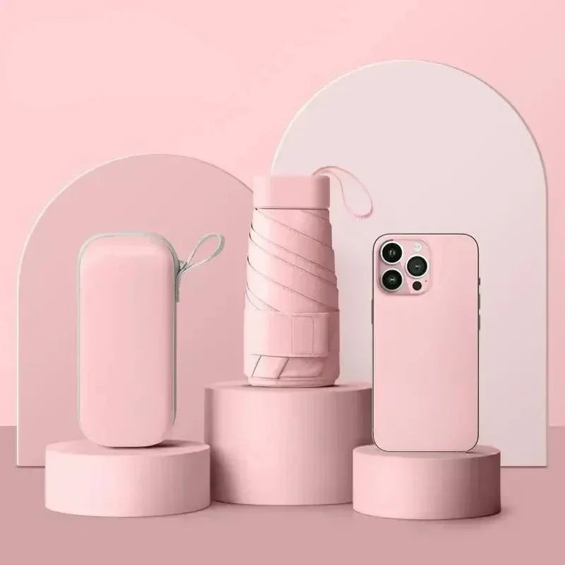 Mini Guarda Chuva Com Estojo Multicolorido Mini Guarda Chuva Com Estojo Multicolorido LightHousi Rosa