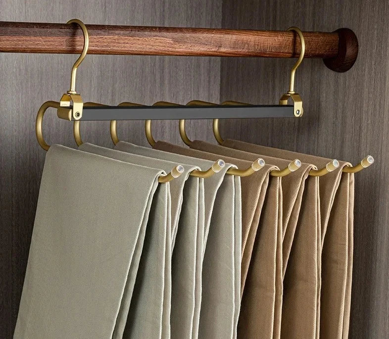 Multi-function Magic Pants Hangers,Rotatable Folding Aluminum Alloy Trouser Hanger,Non-Slip 6 in 1 Rack for Home Travel Dorm Design & Casa